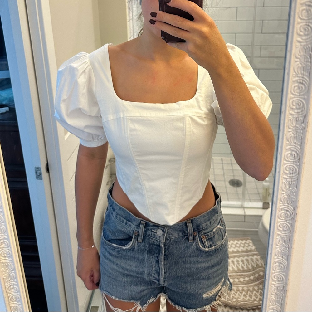 South Moon Under - Puff Sleeves Boned Top